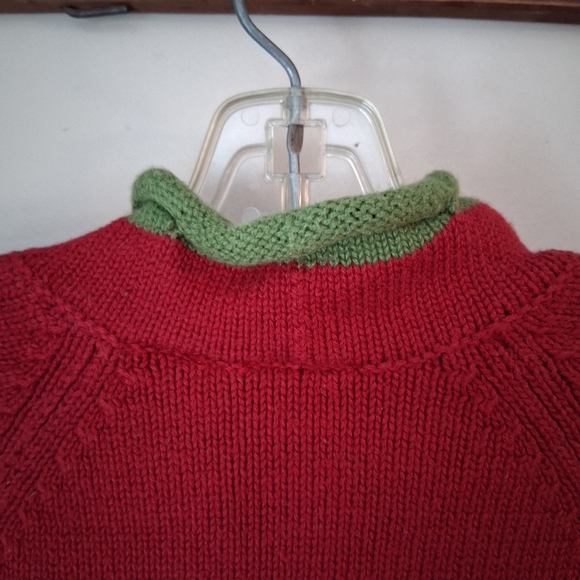L.L. Bean Kid's Red and Green Cotton Sweater with Scottie Dog Design Sz 12-18 M - Picture 10 of 12